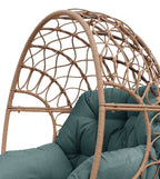Coco Egg Outdoor Patio Chair - Hand-Woven Resin Wicker, UV & Weather Resistant - Green|Fauteuil en forme d’œuf Coco pour la terrasse à l’extérieur, osier en résine tressé à la main, résistant aux rayons UV et aux intempéries - vert