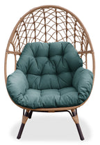 Coco Egg Outdoor Patio Chair - Hand-Woven Resin Wicker, UV & Weather Resistant - Green|Fauteuil en forme d’œuf Coco pour la terrasse à l’extérieur, osier en résine tressé à la main, résistant aux rayons UV et aux intempéries - vert
