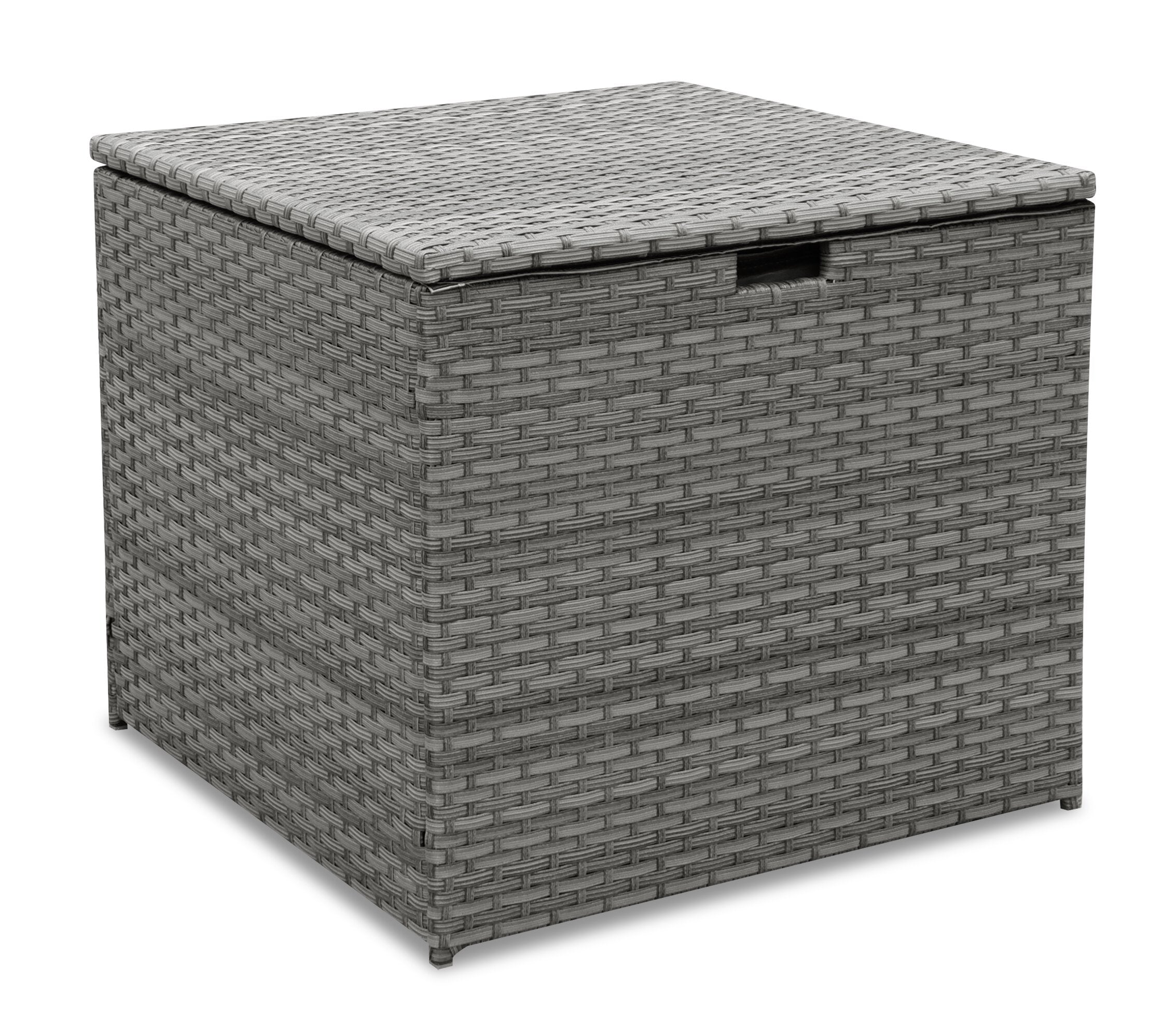 Dominica 4-Piece Outdoor Patio Set with 2 Loveseats, Storage End Table & Glass Top Coffee Table - Hand-Woven Resin Wicker, UV & Weather Resistant - Grey | Ensemble de conversation Dominica 4 pièces pour la terrasse | DOMI4SET