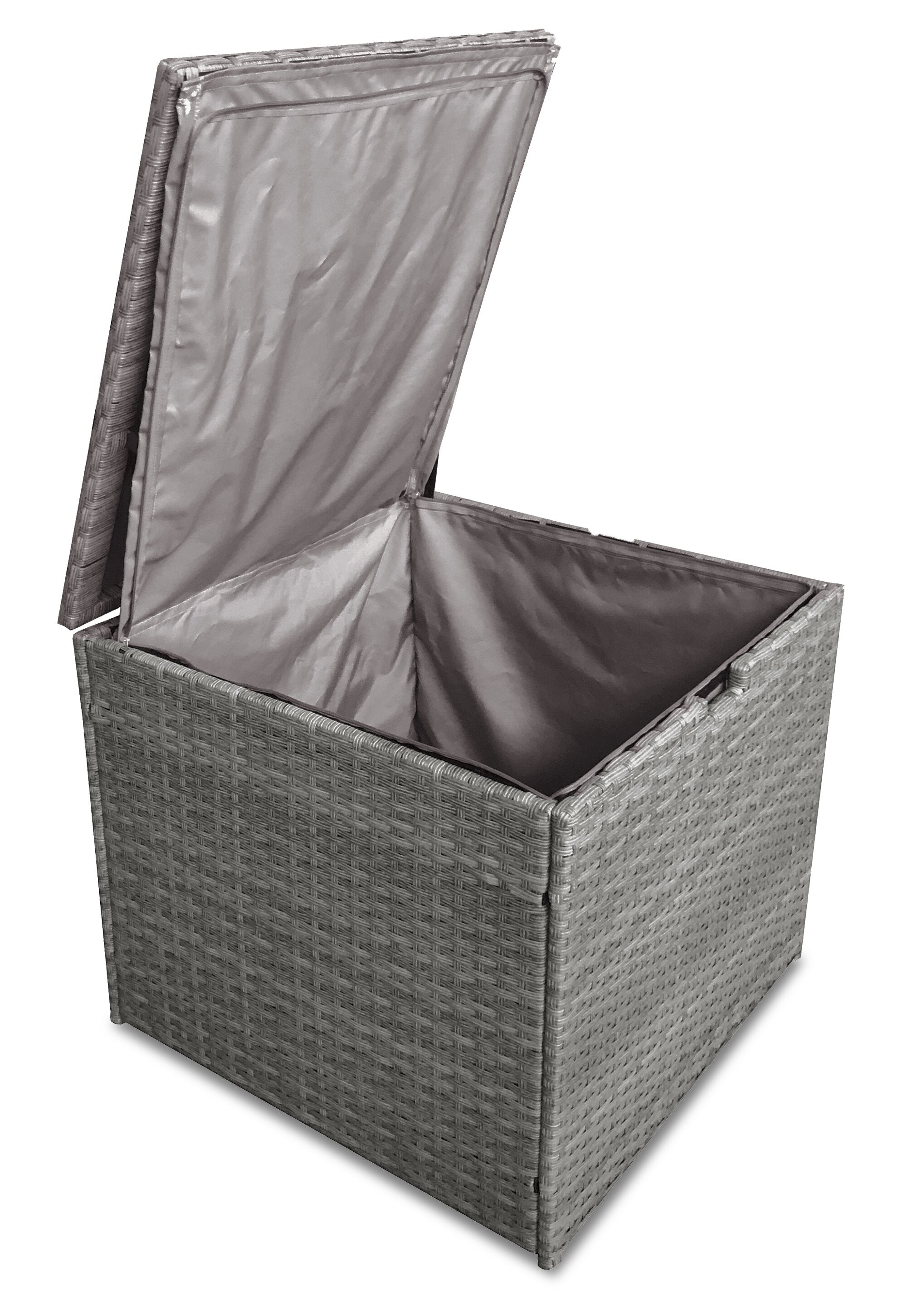 Dominica 4-Piece Outdoor Patio Set with 2 Loveseats, Storage End Table & Glass Top Coffee Table - Hand-Woven Resin Wicker, UV & Weather Resistant - Grey | Ensemble de conversation Dominica 4 pièces pour la terrasse | DOMI4SET