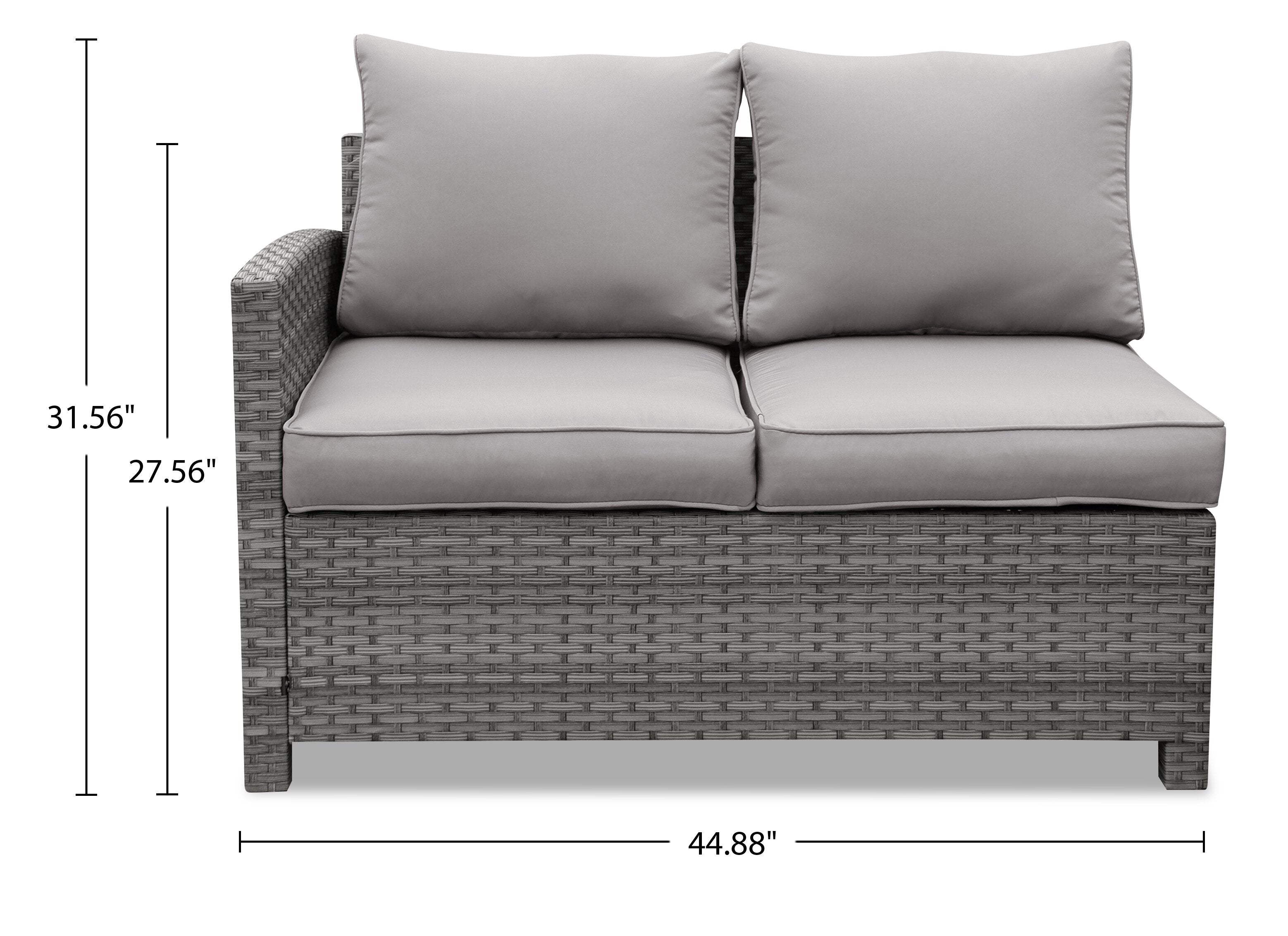 Dominica 4-Piece Outdoor Patio Set with 2 Loveseats, Storage End Table & Glass Top Coffee Table - Hand-Woven Resin Wicker, UV & Weather Resistant - Grey | Ensemble de conversation Dominica 4 pièces pour la terrasse | DOMI4SET