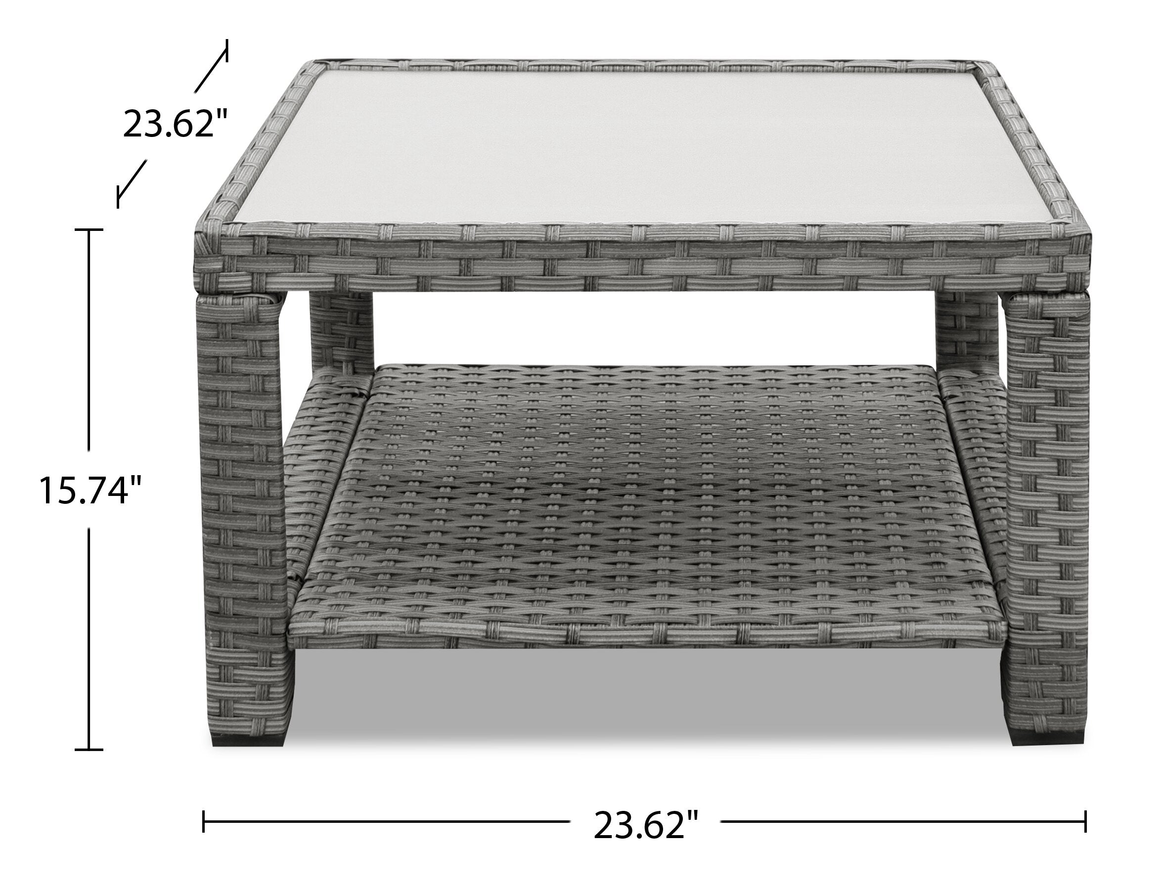 Dominica 4-Piece Outdoor Patio Set with 2 Loveseats, Storage End Table & Glass Top Coffee Table - Hand-Woven Resin Wicker, UV & Weather Resistant - Grey | Ensemble de conversation Dominica 4 pièces pour la terrasse | DOMI4SET