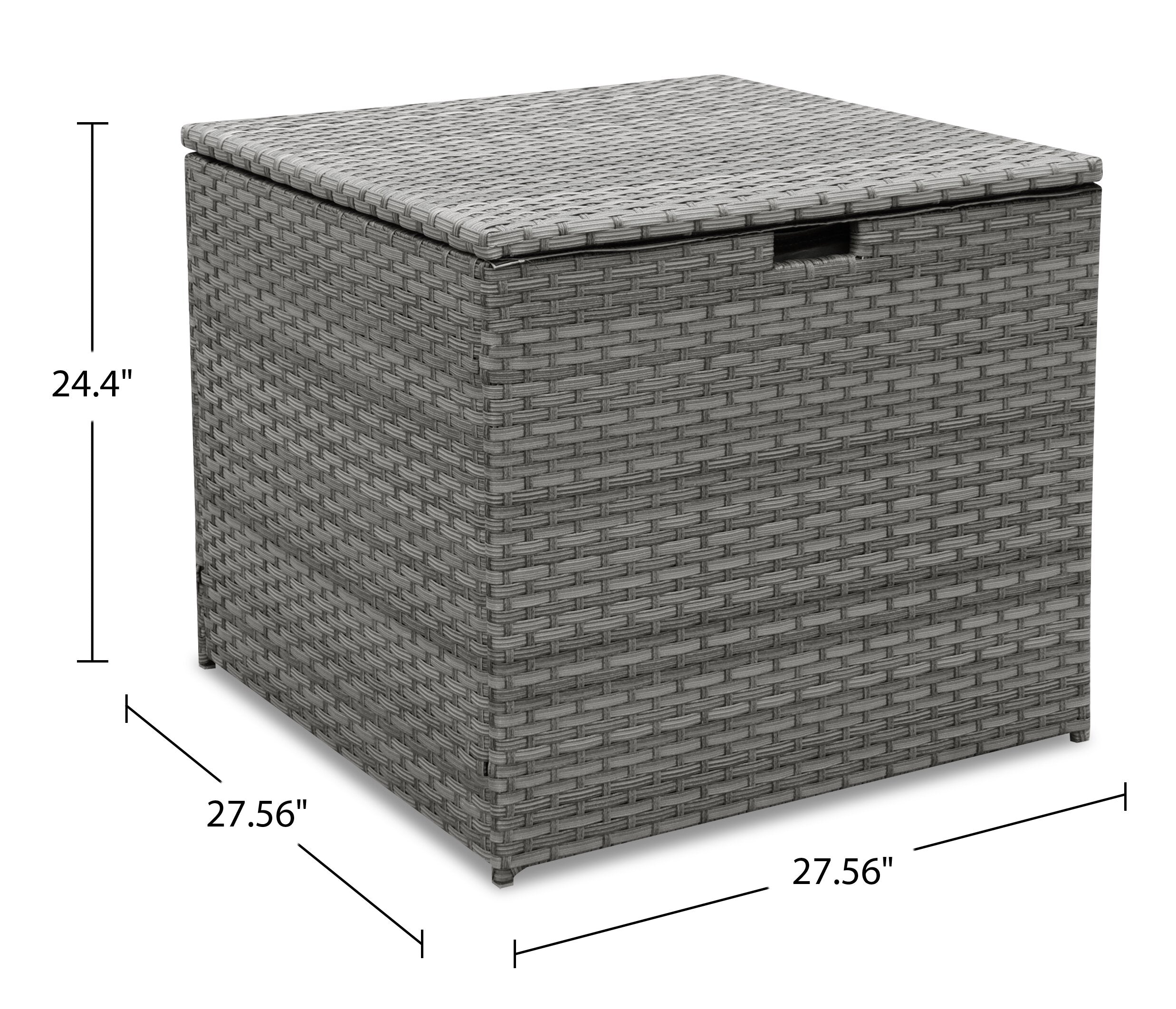Dominica 4-Piece Outdoor Patio Set with 2 Loveseats, Storage End Table & Glass Top Coffee Table - Hand-Woven Resin Wicker, UV & Weather Resistant - Grey | Ensemble de conversation Dominica 4 pièces pour la terrasse | DOMI4SET