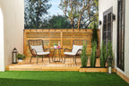 Maki 3-Piece Outdoor Patio Conversation Set with 2 Chairs & Round Metal End Table - Hand-Woven Resin Wicker, UV & Weather Resistant - Natural| Coin-repas pour la terrasse Maki 3 pièces | MAKI3SET