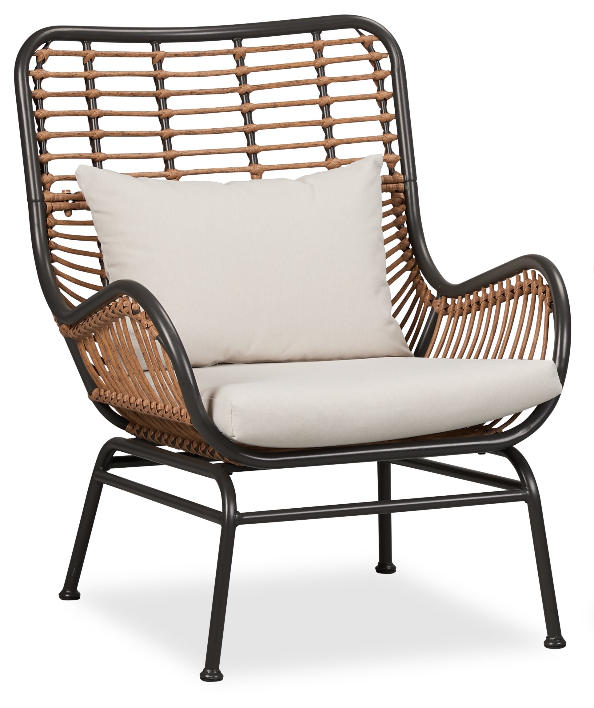 Maki 3-Piece Outdoor Patio Conversation Set with 2 Chairs & Round Metal End Table - Hand-Woven Resin Wicker, UV & Weather Resistant - Natural| Coin-repas pour la terrasse Maki 3 pièces | MAKI3SET