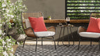 Maki 3-Piece Outdoor Patio Conversation Set with 2 Chairs & Round Metal End Table - Hand-Woven Resin Wicker, UV & Weather Resistant - Natural| Coin-repas pour la terrasse Maki 3 pièces | MAKI3SET