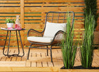 Maki 3-Piece Outdoor Patio Conversation Set with 2 Chairs & Round Metal End Table - Hand-Woven Resin Wicker, UV & Weather Resistant - Natural| Coin-repas pour la terrasse Maki 3 pièces | MAKI3SET