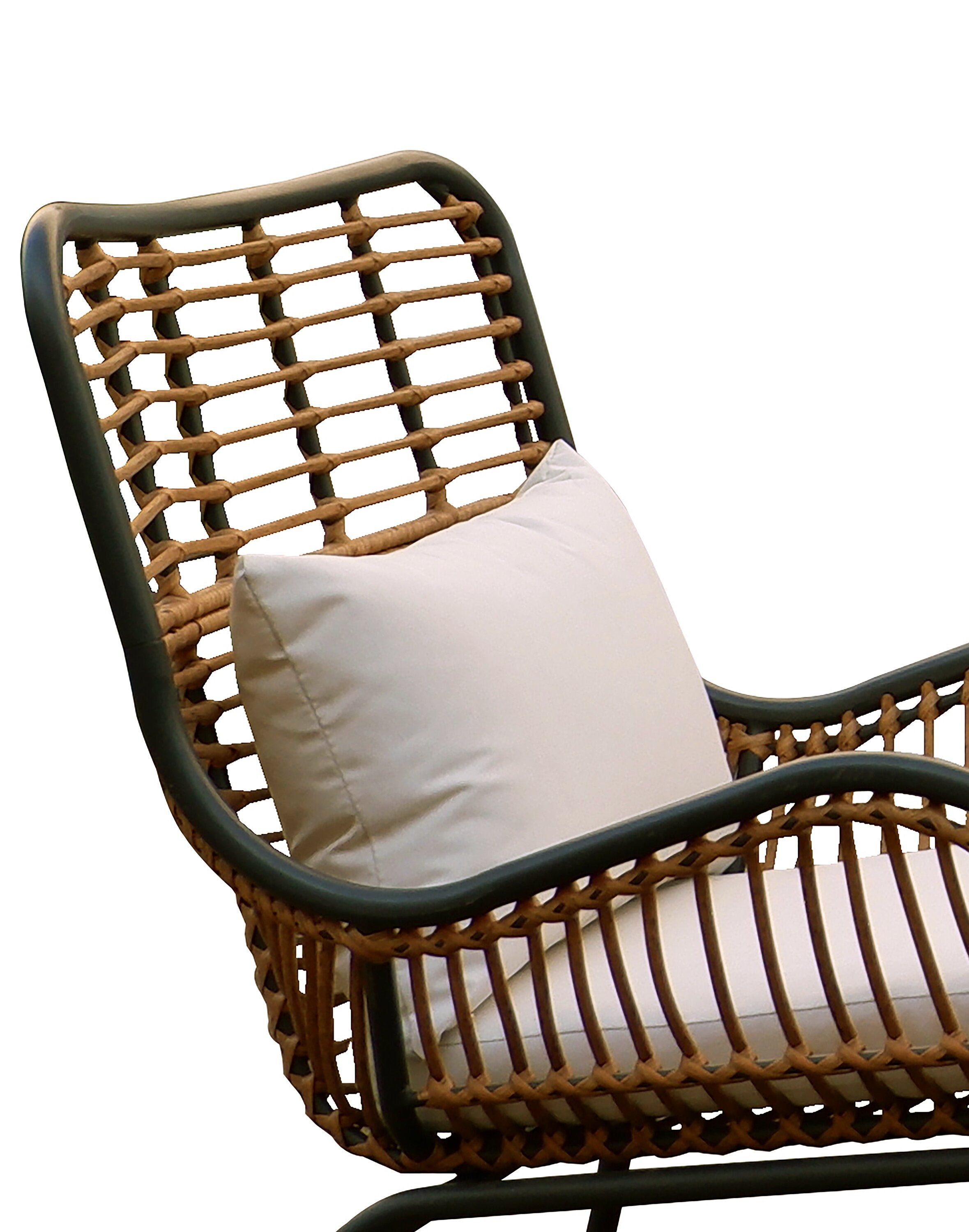 Maki 4-Piece Outdoor Patio Conversation Set with Loveseat, 2 Chairs & Glass Top Coffee Table - Hand-Woven Resin Wicker, UV & Weather Resistant - Natural | Ensemble de conversation Maki 4 pièces pour la terrasse