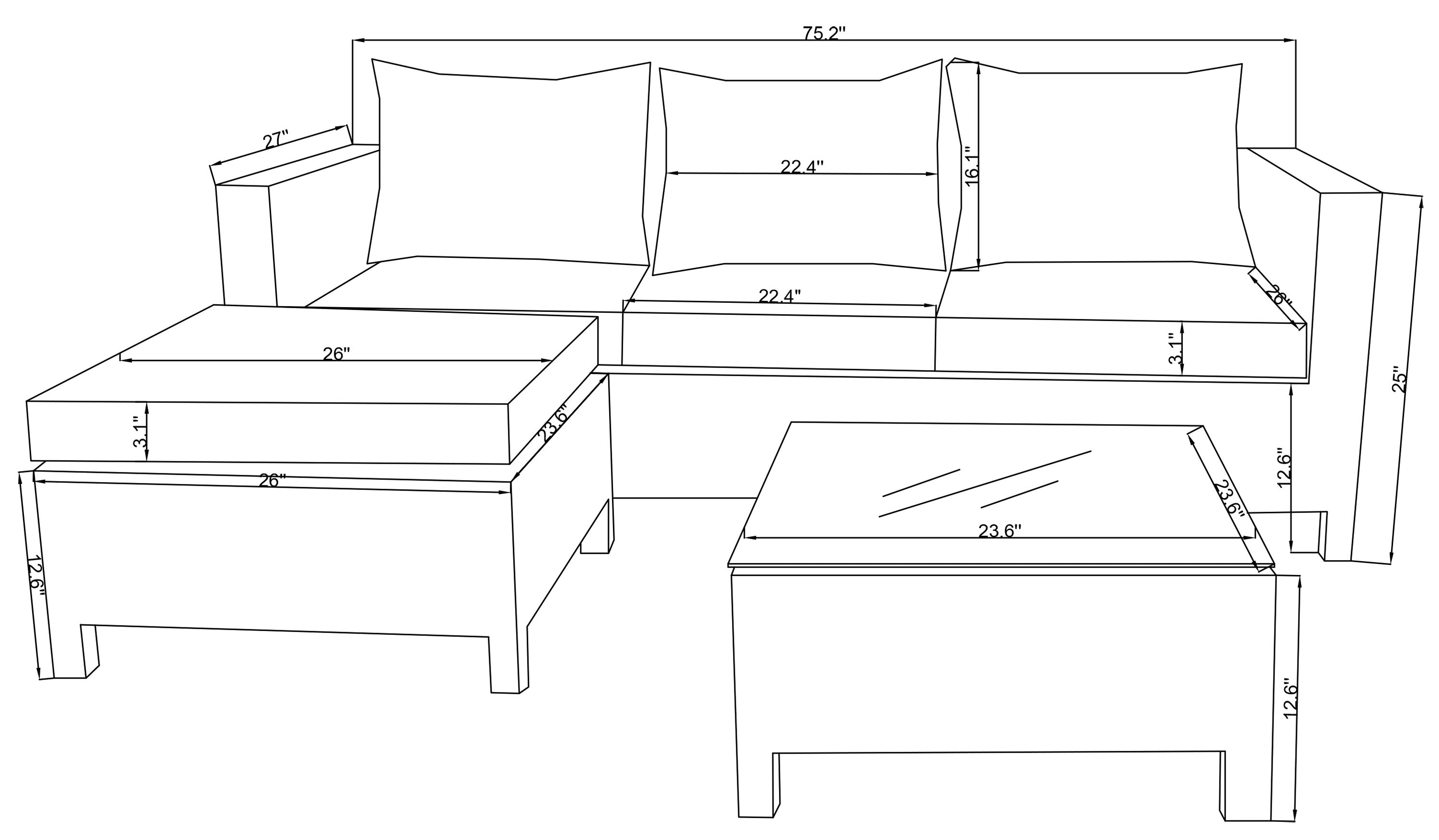 Miami 3-Piece Patio Set | Ensemble Miami 3 pièces pour la terrasse