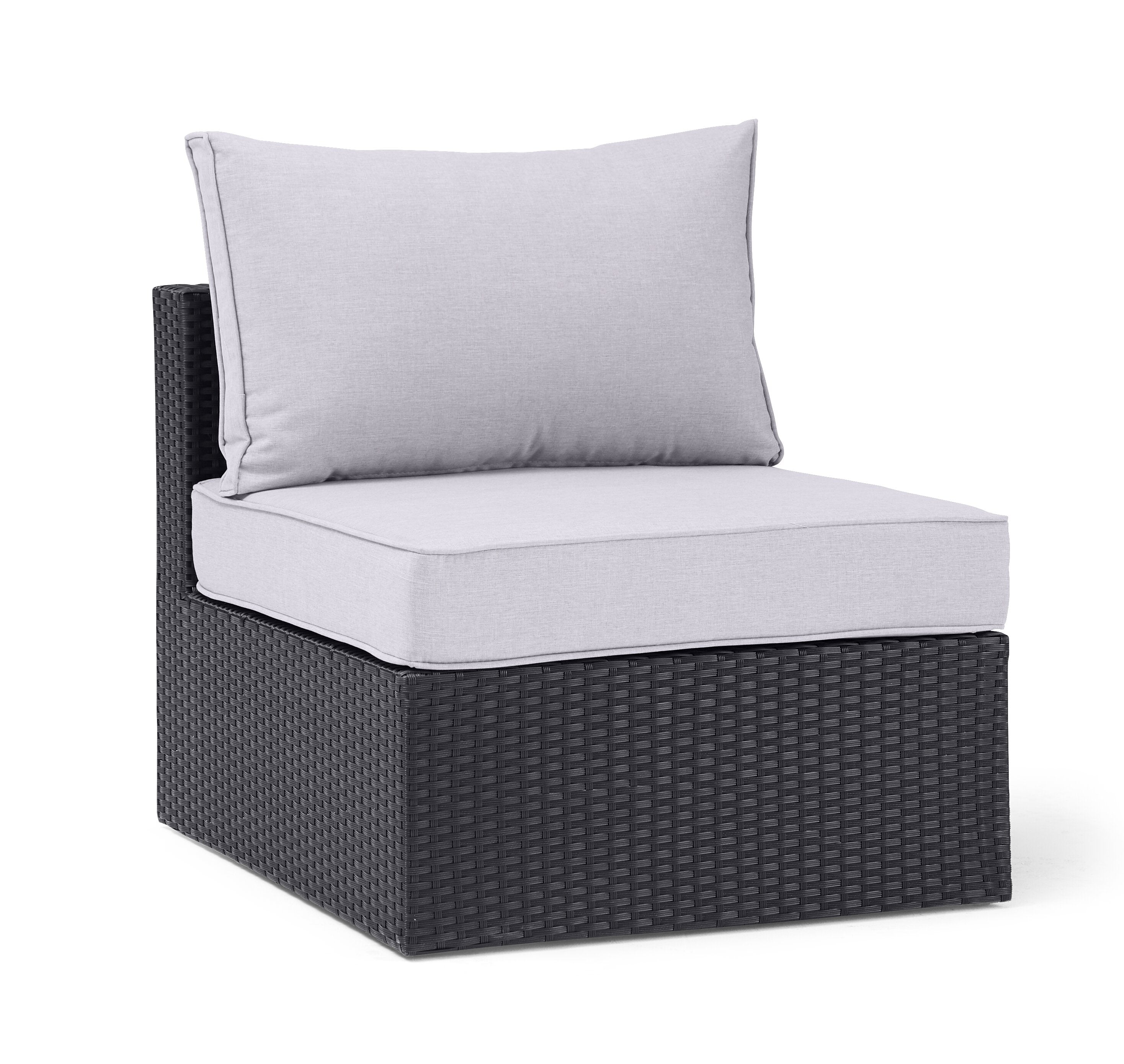 Minnesota Armless Outdoor Patio Chair - Hand-Woven Resin Wicker, Olefin Fabric, UV & Weather Resistant - Grey| Fauteuil sans accoudoirs Minnesota pour la terrasse - gris | MIN2G0AM