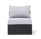 Minnesota Armless Outdoor Patio Chair - Hand-Woven Resin Wicker, Olefin Fabric, UV & Weather Resistant - Grey| Fauteuil sans accoudoirs Minnesota pour la terrasse - gris | MIN2G0AM