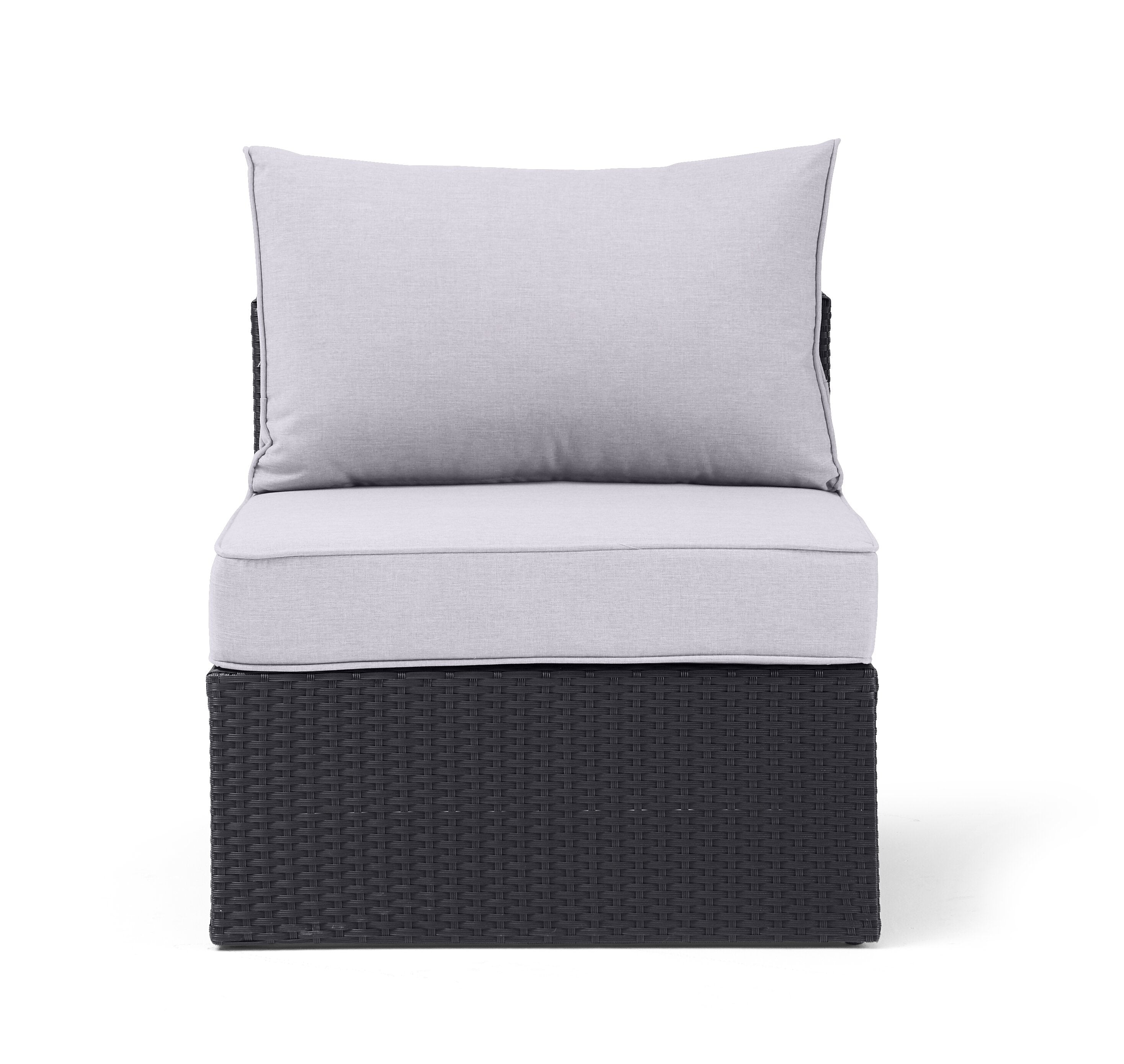 Minnesota Armless Outdoor Patio Chair - Hand-Woven Resin Wicker, Olefin Fabric, UV & Weather Resistant - Grey| Fauteuil sans accoudoirs Minnesota pour la terrasse - gris | MIN2G0AM