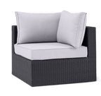 Minnesota Corner Outdoor Patio Chair - Hand-Woven Resin Wicker, Olefin Fabric UV & Weather Resistant - Grey | Fauteuil en coin Minnesota pour la terrasse - gris | MIN2G0CS