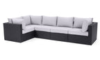 Minnesota 5-Piece Outdoor Patio Set with 3 Corner Chairs & 2 Armless Chairs - Hand-Woven Resin Wicker, Olefin Fabric, UV & Weather Resistant - Grey | Ensemble Minnesota 5 pièces pour la terrasse - gris | MIN2GPK5