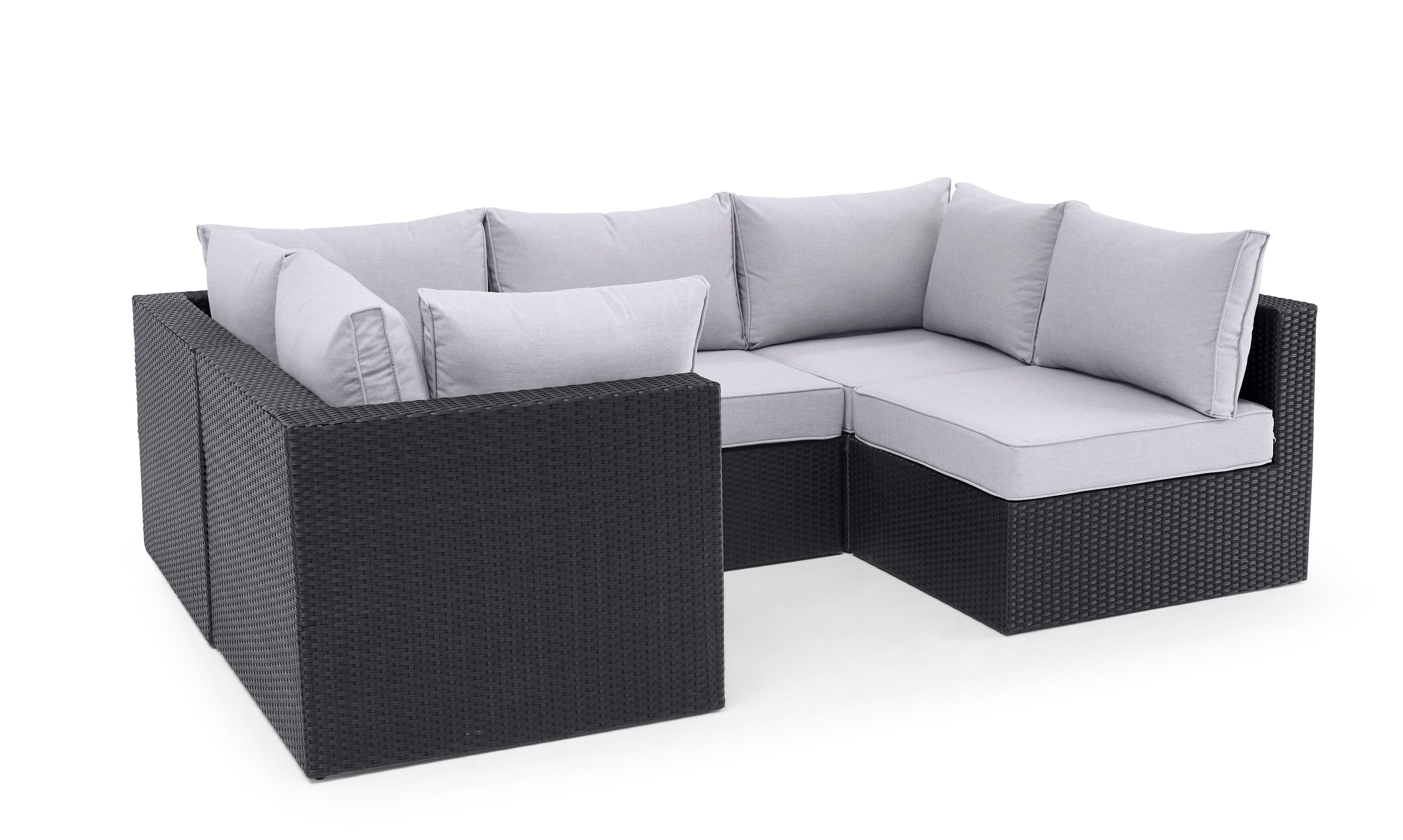 Minnesota 5-Piece Outdoor Patio Set with 3 Corner Chairs & 2 Armless Chairs - Hand-Woven Resin Wicker, Olefin Fabric, UV & Weather Resistant - Grey | Ensemble Minnesota 5 pièces pour la terrasse - gris | MIN2GPK5