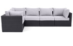 Minnesota 5-Piece Outdoor Patio Set with 3 Corner Chairs & 2 Armless Chairs - Hand-Woven Resin Wicker, Olefin Fabric, UV & Weather Resistant - Grey | Ensemble Minnesota 5 pièces pour la terrasse - gris | MIN2GPK5