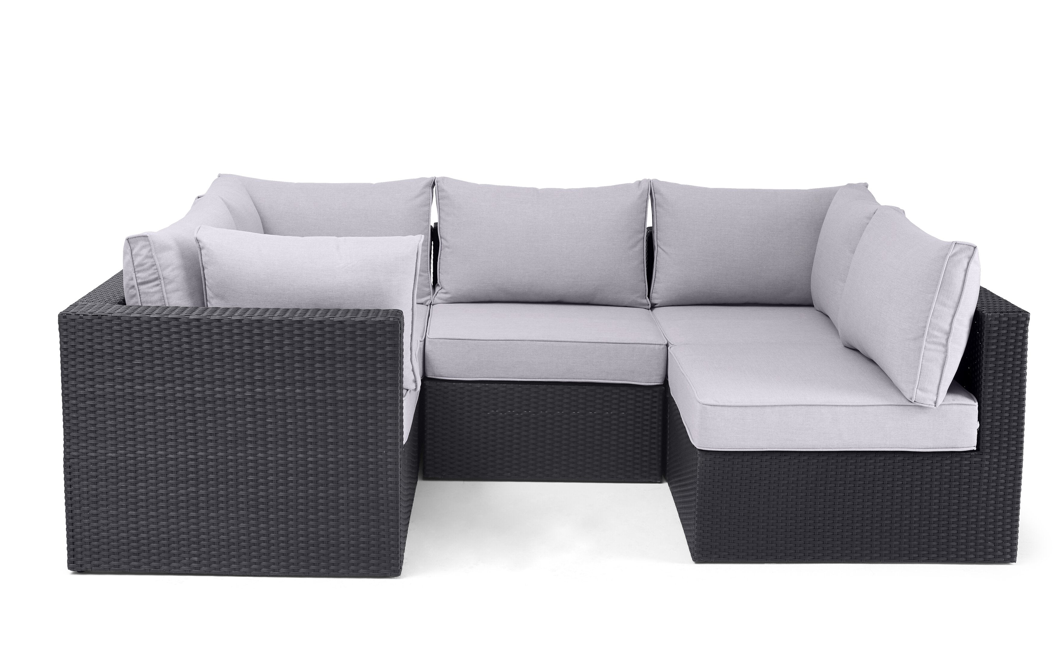 Minnesota 5-Piece Outdoor Patio Set with 3 Corner Chairs & 2 Armless Chairs - Hand-Woven Resin Wicker, Olefin Fabric, UV & Weather Resistant - Grey | Ensemble Minnesota 5 pièces pour la terrasse - gris | MIN2GPK5