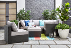 Minnesota 6-Piece Outdoor Patio Set with 3 Corner Chairs, 2 Armless Chairs & Ottoman - Hand-Woven Resin Wicker, Olefin Fabric, UV & Weather Resistant - Grey | Ensemble Minnesota 6 pièces pour la terrasse - gris | MIN2GPK6