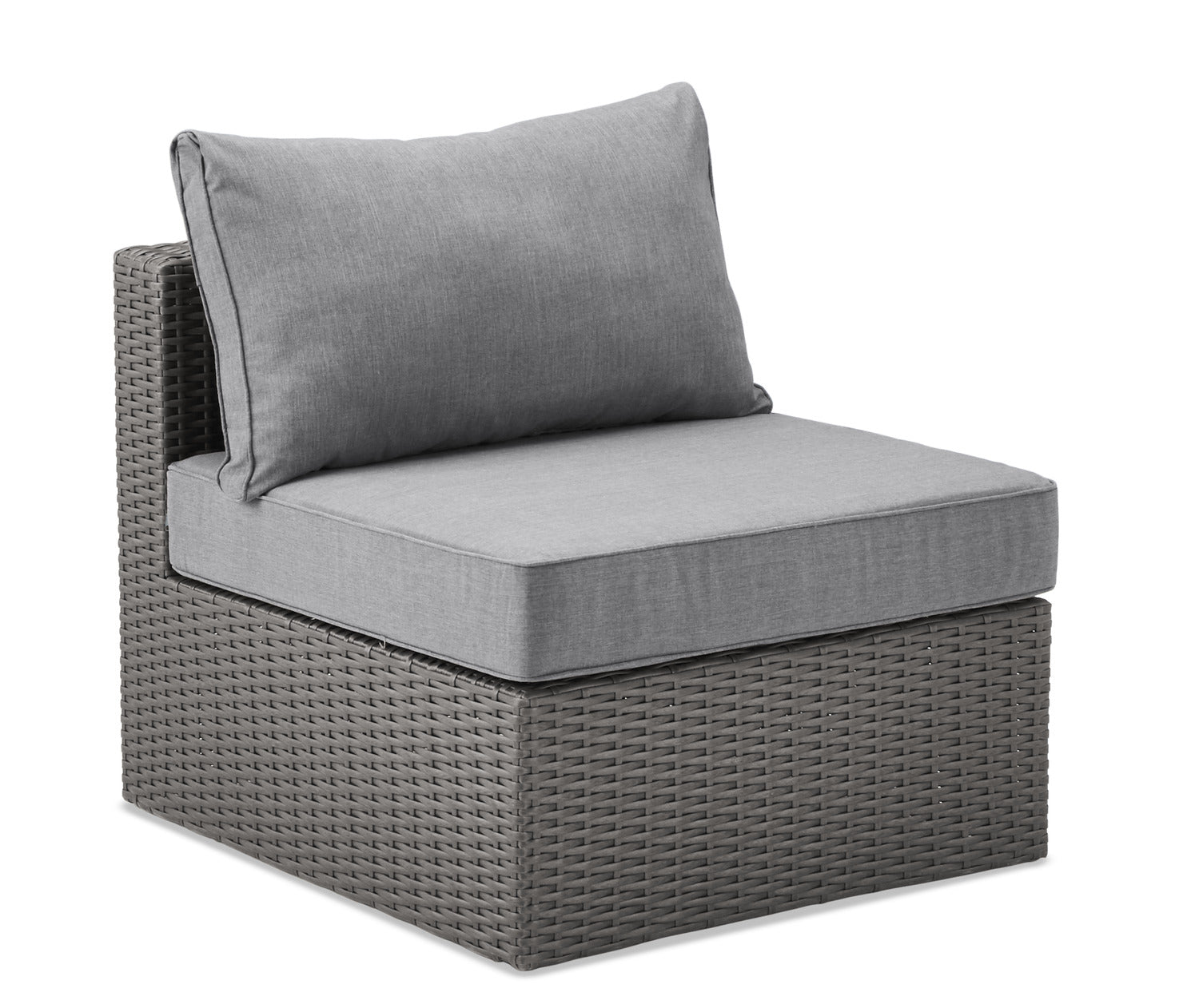 Morris Armless Outdoor Patio Chair - Hand-Woven Resin Wicker, Olefin Fabric, UV & Weather Resistant - Grey|Fauteuil sans accoudoirs Morris pour la terrasse|MORRG0AM