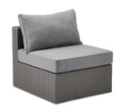 Morris 5-Piece Outdoor Patio Set with 3 Corner Chairs & 2 Armless Chairs - Hand-Woven Resin Wicker, Olefin Fabric, UV & Weather Resistant - Grey|Ensemble Morris 5 pièces pour la terrasse|MORRG0P5