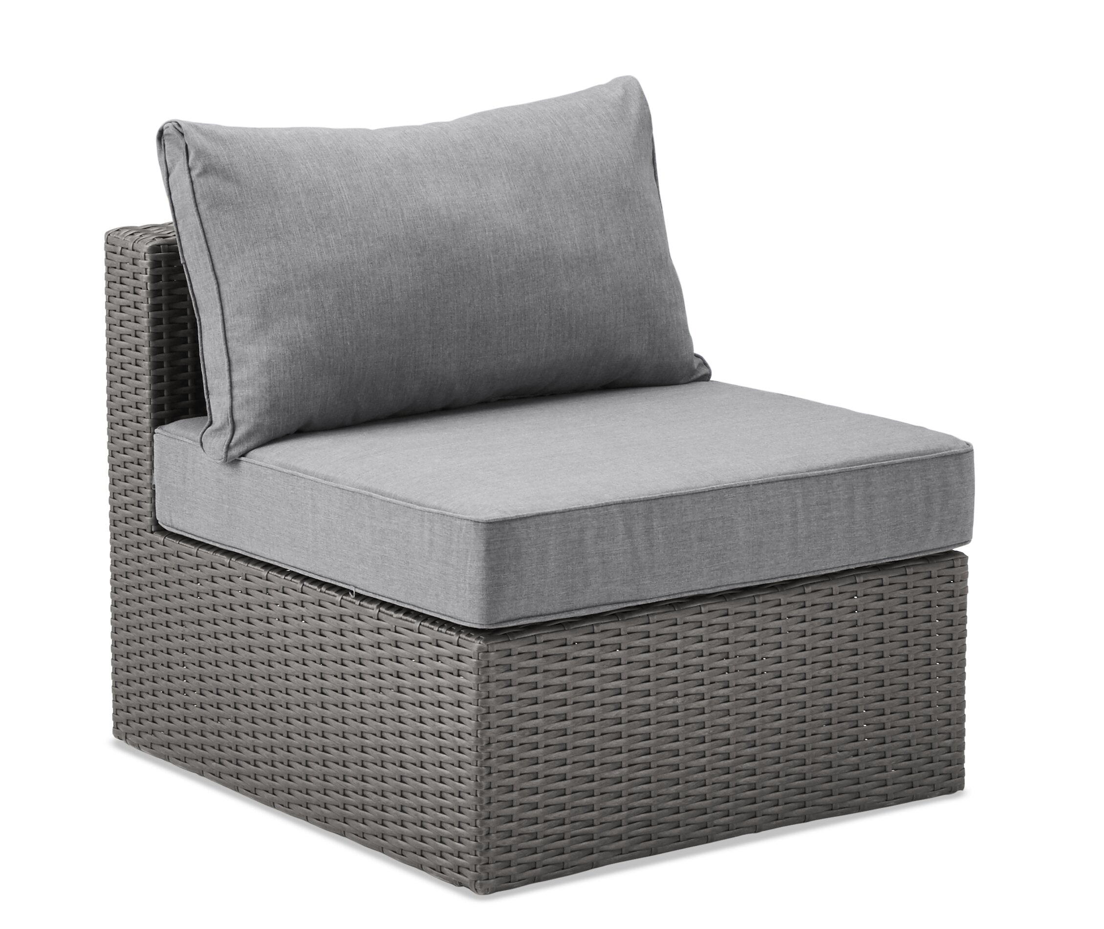 Morris 5-Piece Outdoor Patio Set with 3 Corner Chairs & 2 Armless Chairs - Hand-Woven Resin Wicker, Olefin Fabric, UV & Weather Resistant - Grey|Ensemble Morris 5 pièces pour la terrasse|MORRG0P5