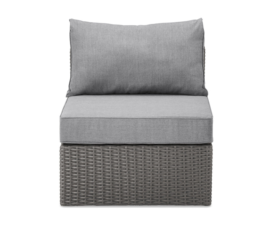 Morris Armless Outdoor Patio Chair - Hand-Woven Resin Wicker, Olefin Fabric, UV & Weather Resistant - Grey|Fauteuil sans accoudoirs Morris pour la terrasse|MORRG0AM