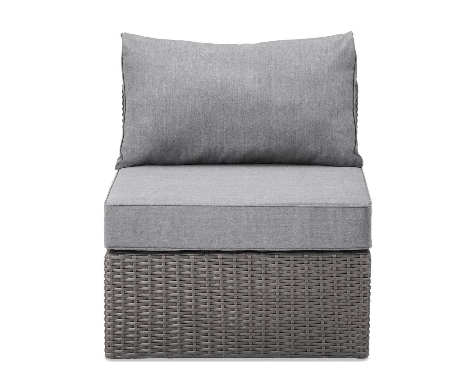 Morris Armless Outdoor Patio Chair - Hand-Woven Resin Wicker, Olefin Fabric, UV & Weather Resistant - Grey|Fauteuil sans accoudoirs Morris pour la terrasse|MORRG0AM