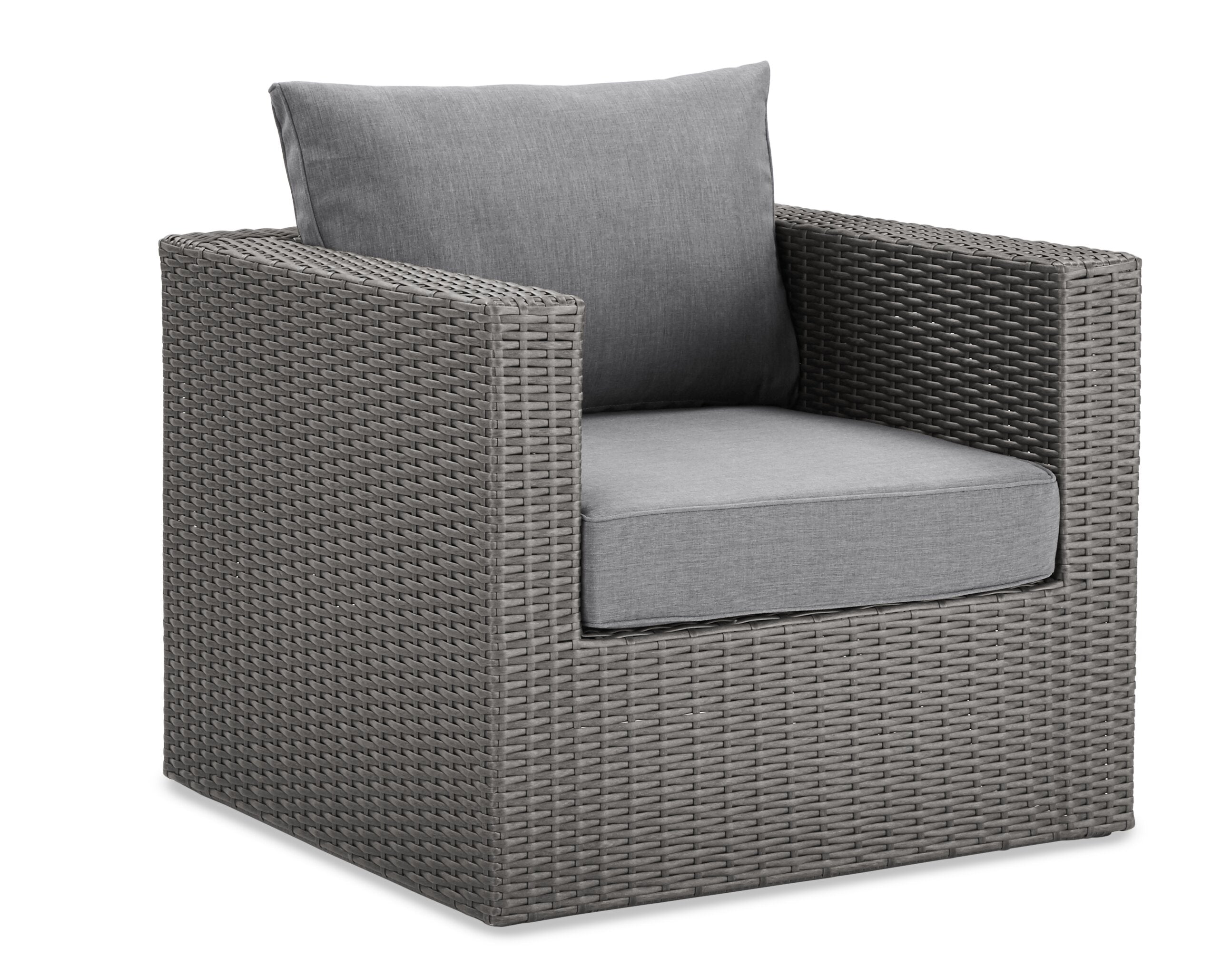 Morris 7-Piece Outdoor Patio Set with 3 Corner Chairs, 2 Armless Chairs, Patio Chair & Ottoman - Hand-Woven Resin Wicker, Olefin Fabric, UV & Weather Resistant - Grey|Ensemble Morris 7 pièces pour la terrasse|MORRG0P7