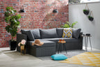 Morris 4-Piece Outdoor Patio Set with 2 Corner Chairs, 1 Armless Chair & Ottoman - Hand-Woven Resin Wicker, Olefin Fabric, UV & Weather Resistant - Grey | Ensemble Morris 4 pièces pour la terrasse | MORRG0P4