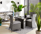 Morris Dining Height Outdoor Patio Table - Hand-Woven Resin Wicker, Glass, UV & Weather Resistant - Grey|Table de coin-repas Morris pour la terrasse|MORRG0TL