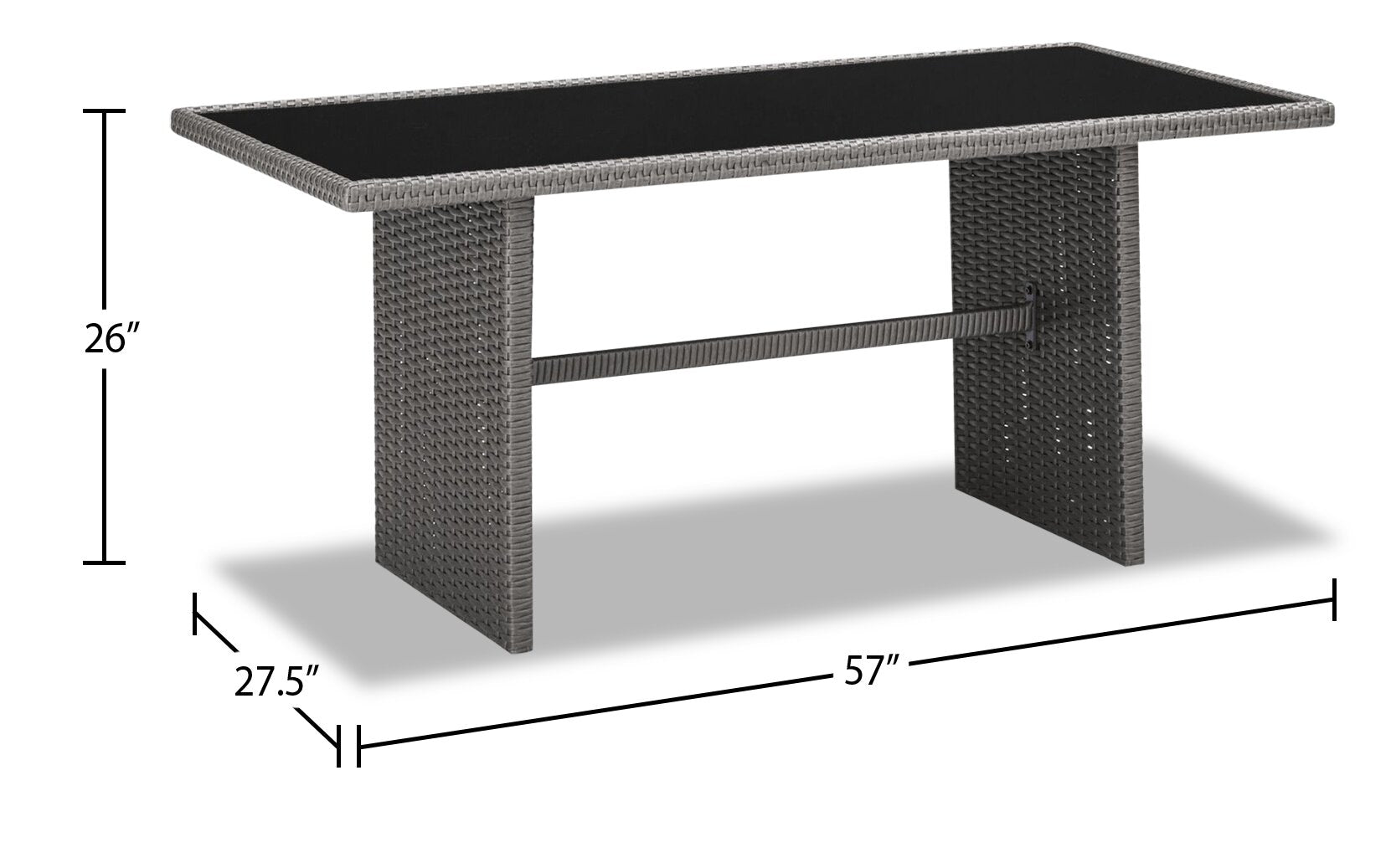 Morris Dining Height Outdoor Patio Table - Hand-Woven Resin Wicker, Glass, UV & Weather Resistant - Grey|Table de coin-repas Morris pour la terrasse|MORRG0TL