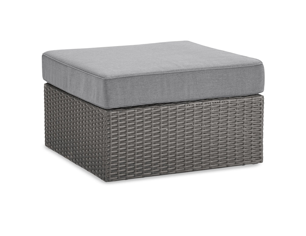 Morris 7-Piece Outdoor Patio Set with 3 Corner Chairs, 2 Armless Chairs, Patio Chair & Ottoman - Hand-Woven Resin Wicker, Olefin Fabric, UV & Weather Resistant - Grey|Ensemble Morris 7 pièces pour la terrasse|MORRG0P7