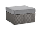 Morris 7-Piece Outdoor Patio Set with 3 Corner Chairs, 2 Armless Chairs, Patio Chair & Ottoman - Hand-Woven Resin Wicker, Olefin Fabric, UV & Weather Resistant - Grey|Ensemble Morris 7 pièces pour la terrasse|MORRG0P7