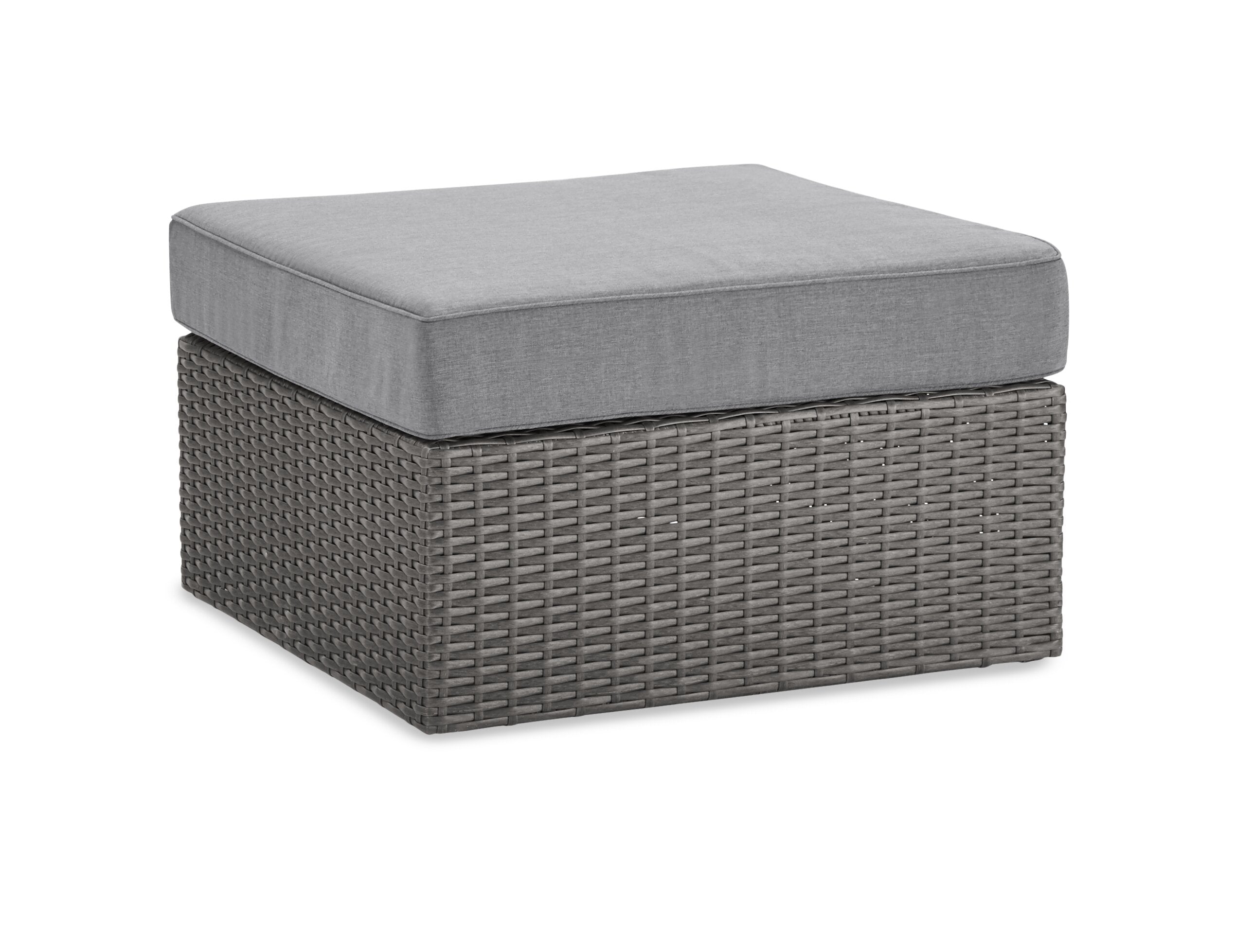 Morris 7-Piece Outdoor Patio Set with 3 Corner Chairs, 2 Armless Chairs, Patio Chair & Ottoman - Hand-Woven Resin Wicker, Olefin Fabric, UV & Weather Resistant - Grey|Ensemble Morris 7 pièces pour la terrasse|MORRG0P7