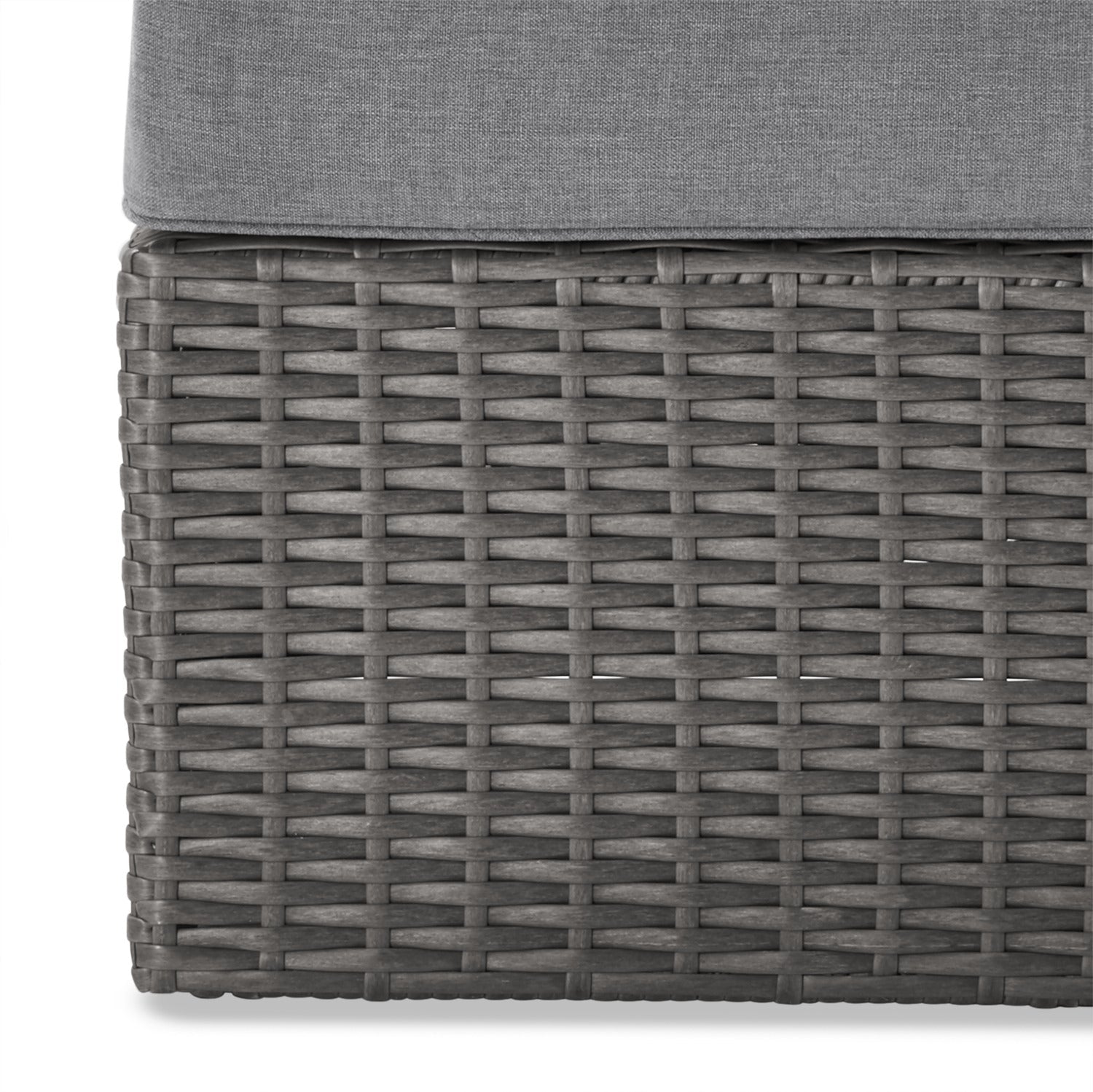 Morris Large Outdoor Patio Ottoman - Hand-Woven Resin Wicker, Olefin Fabric, UV & Weather Resistant - Grey|Grand pouf Morris pour la terrasse|MORRGBOT