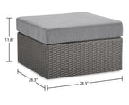 Morris 7-Piece Outdoor Patio Set with 3 Corner Chairs, 2 Armless Chairs, Patio Chair & Ottoman - Hand-Woven Resin Wicker, Olefin Fabric, UV & Weather Resistant - Grey|Ensemble Morris 7 pièces pour la terrasse|MORRG0P7