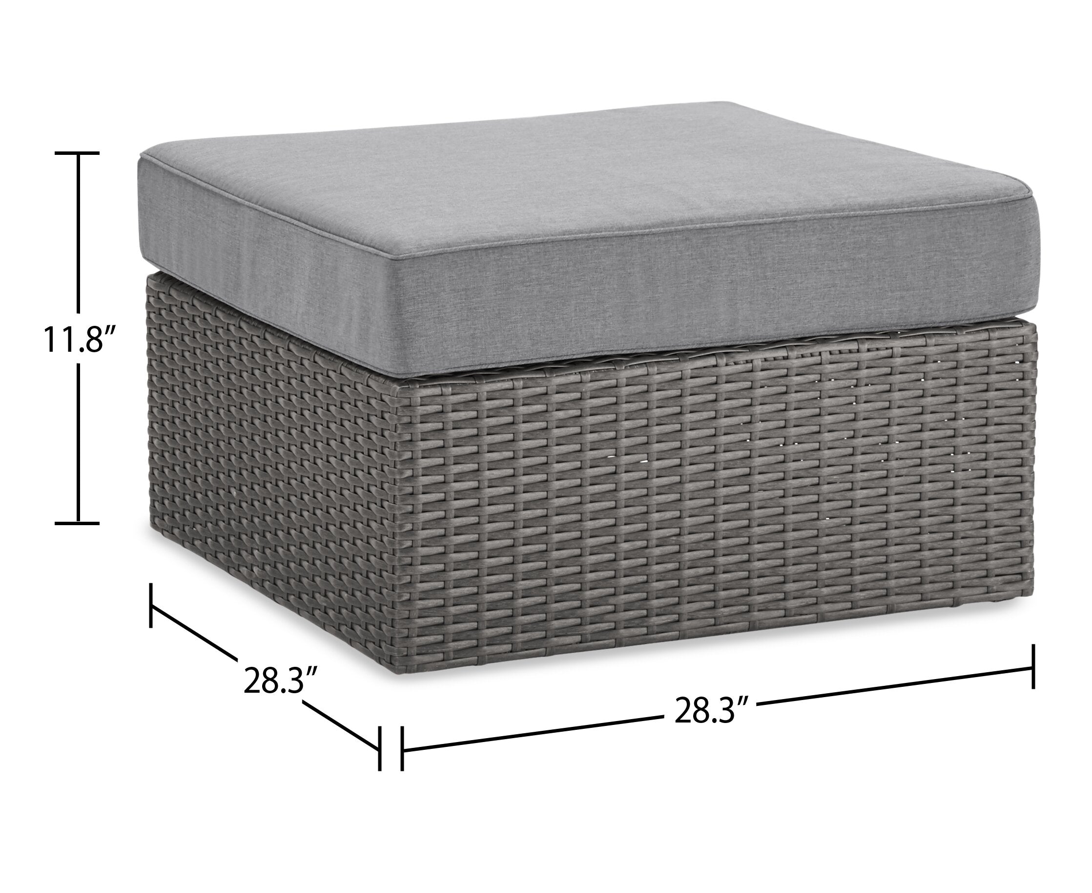 Morris 7-Piece Outdoor Patio Set with 3 Corner Chairs, 2 Armless Chairs, Patio Chair & Ottoman - Hand-Woven Resin Wicker, Olefin Fabric, UV & Weather Resistant - Grey|Ensemble Morris 7 pièces pour la terrasse|MORRG0P7
