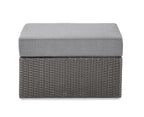 Morris Large Outdoor Patio Ottoman - Hand-Woven Resin Wicker, Olefin Fabric, UV & Weather Resistant - Grey|Grand pouf Morris pour la terrasse|MORRGBOT