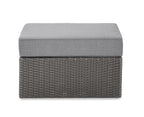 Morris Large Outdoor Patio Storage Ottoman - Hand-Woven Resin Wicker, Olefin Fabric, UV & Weather Resistant - Grey|Pouf Morris avec rangement|MORRGSOT