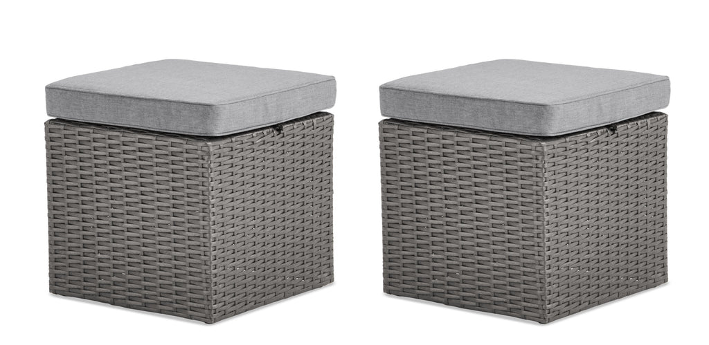 Morris 10-Piece Outdoor Patio Set - Hand-Woven Resin Wicker, UV & Weather Resistant - Grey | Ensemble Morris 10 pièces pour la terrasse à l’extérieur - osier en résine tressé à la main, résistant aux rayons UV et aux intempéries - gris