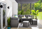 Morris Small Outdoor Patio Ottoman, Set of 2 - Hand-Woven Resin Wicker, Olefin Fabric, UV & Weather Resistant - Grey|Petit pouf Morris pour la terrasse, ensemble de 2|MORRGOT2