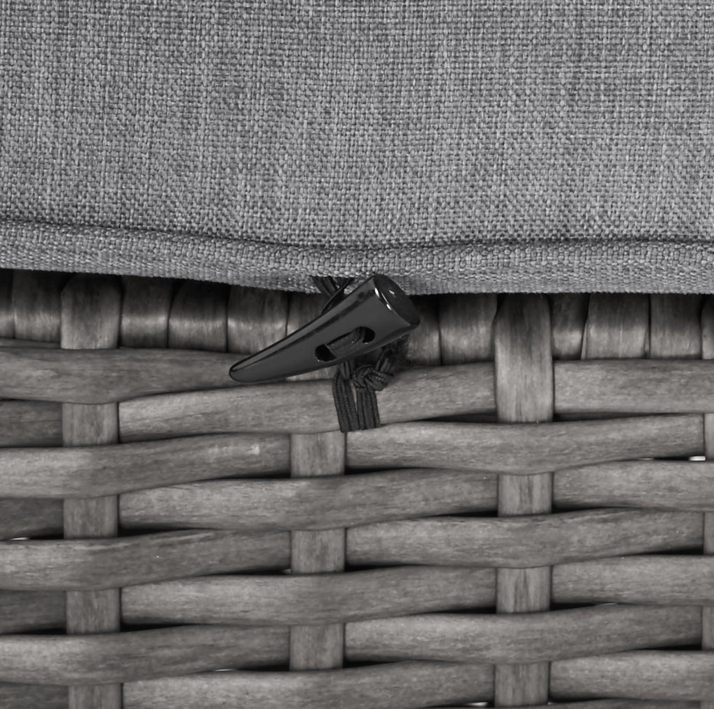 Morris Small Outdoor Patio Ottoman, Set of 2 - Hand-Woven Resin Wicker, Olefin Fabric, UV & Weather Resistant - Grey|Petit pouf Morris pour la terrasse, ensemble de 2|MORRGOT2