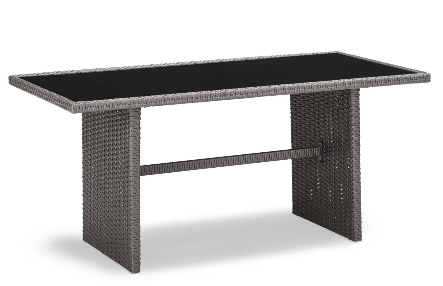 Morris Dining Height Outdoor Patio Table - Hand-Woven Resin Wicker, Glass, UV & Weather Resistant - Grey|Table de coin-repas Morris pour la terrasse|MORRG0TL