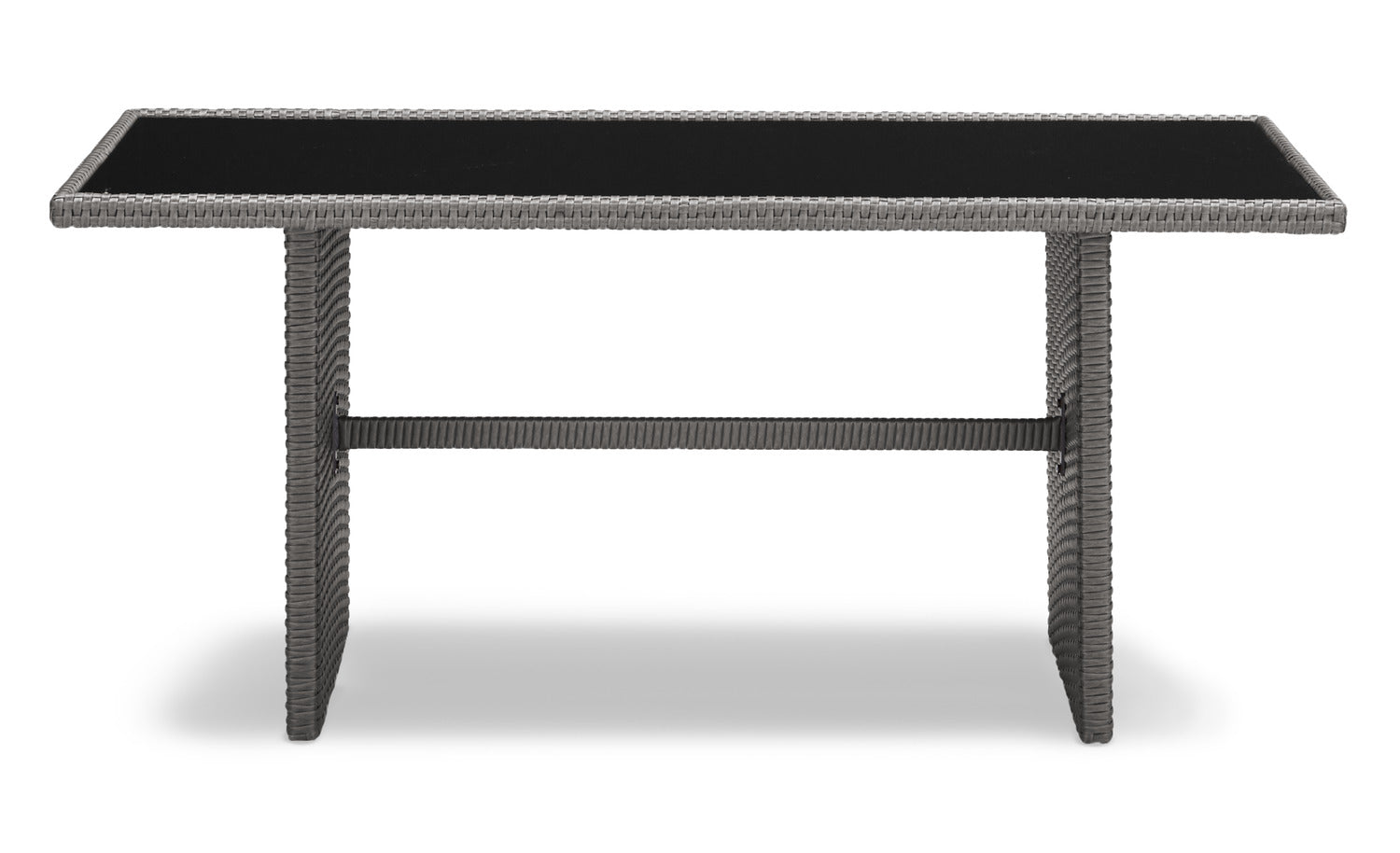 Morris Dining Height Outdoor Patio Table - Hand-Woven Resin Wicker, Glass, UV & Weather Resistant - Grey|Table de coin-repas Morris pour la terrasse|MORRG0TL