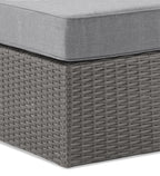 Morris Armless Outdoor Patio Storage Chair - Hand-Woven Resin Wicker, Olefin Fabric, UV & Weather Resistant - Grey|Fauteuil sans accoudoirs Morris pour la terrasse avec rangement|MORRGSAM