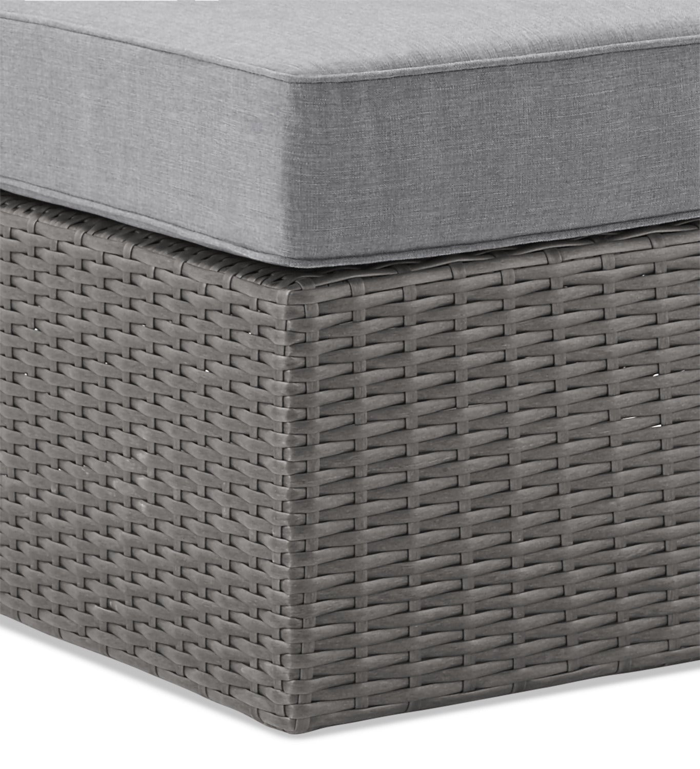 Morris Armless Outdoor Patio Storage Chair - Hand-Woven Resin Wicker, Olefin Fabric, UV & Weather Resistant - Grey|Fauteuil sans accoudoirs Morris pour la terrasse avec rangement|MORRGSAM