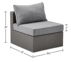 Morris 7-Piece Outdoor Patio Set with 3 Corner Chairs, 2 Armless Chairs, Patio Chair & Ottoman - Hand-Woven Resin Wicker, Olefin Fabric, UV & Weather Resistant - Grey|Ensemble Morris 7 pièces pour la terrasse|MORRG0P7