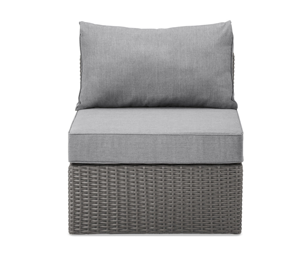 Morris Armless Outdoor Patio Storage Chair - Hand-Woven Resin Wicker, Olefin Fabric, UV & Weather Resistant - Grey|Fauteuil sans accoudoirs Morris pour la terrasse avec rangement|MORRGSAM