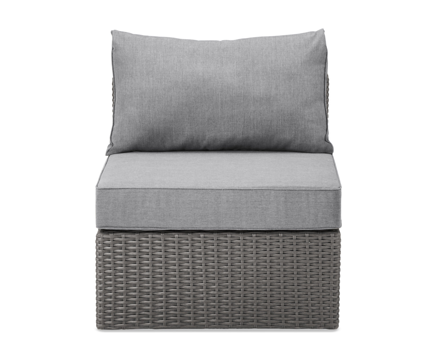 Morris Armless Outdoor Patio Storage Chair - Hand-Woven Resin Wicker, Olefin Fabric, UV & Weather Resistant - Grey|Fauteuil sans accoudoirs Morris pour la terrasse avec rangement|MORRGSAM