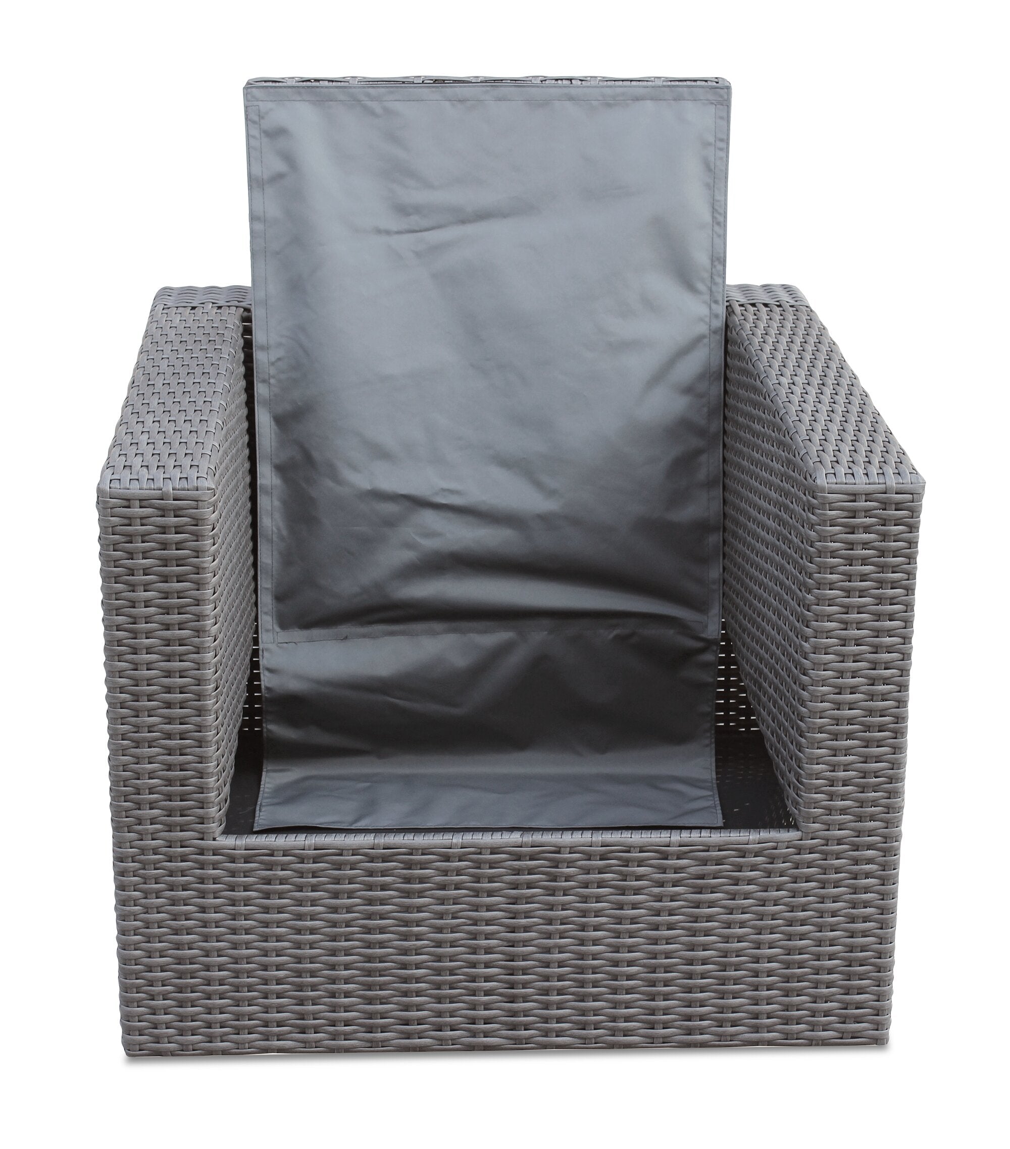 Morris Outdoor Patio Storage Chair - Hand-Woven Resin Wicker, Olefin Fabric, UV & Weather Resistant - Grey|Fauteuil Morris pour la terrasse avec rangement|MORRGSCH